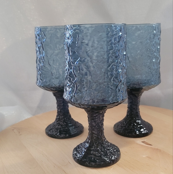 LENOX Impromptu Dark Blue Water Goblets Hand Blown Crystal Stemware Set of 3 USA - Picture 13 of 16